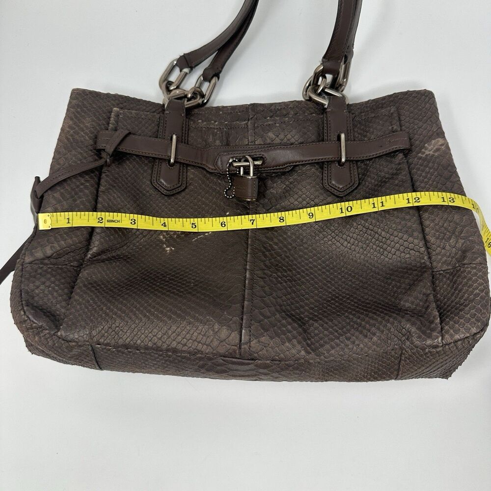 Coach 18741 Brown Bronze Python Embossed Leather Chelsey Jayden Satchel Purse - Picture 14 of 15